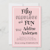 Modern 50 and Fabulous Pink 50th Birthday Party 招待状 (正面)