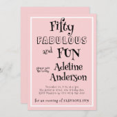 Modern 50 and Fabulous Pink 50th Birthday Party 招待状 (正面/裏面)