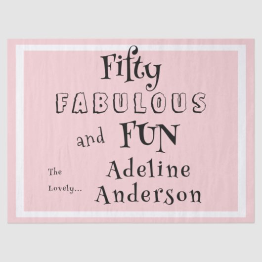 Modern 50 and Fabulous Pink 50th Birthday Party 薄葉紙 (正面)