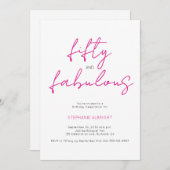 Modern 50 and Fabulous Pink 50th Birthday Party In 招待状 (正面/裏面)