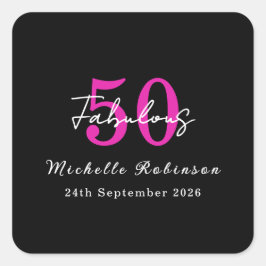 Modern 50th Birthday 50 and Fabulous Party スクエアシール