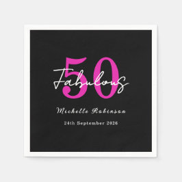 Modern 50th Birthday 50 and Fabulous Party スタンダードカクテルナプキン