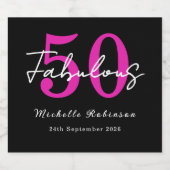 Modern 50th Birthday 50 and Fabulous Party スパークリングワインラベル (シングルラベル)