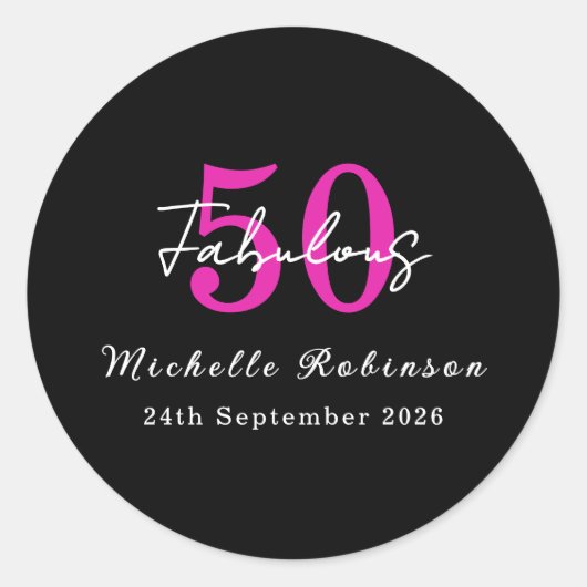 Modern 50th Birthday 50 and Fabulous Party ラウンドシール (正面)