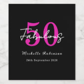Modern 50th Birthday 50 and Fabulous Party ワインラベル (シングルラベル)