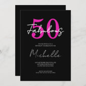 Modern 50th Birthday 50 and Fabulous Party 招待状 (正面/裏面)