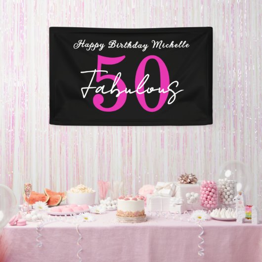 Modern 50th Birthday 50 and Fabulous Party 横断幕 (パーティー)