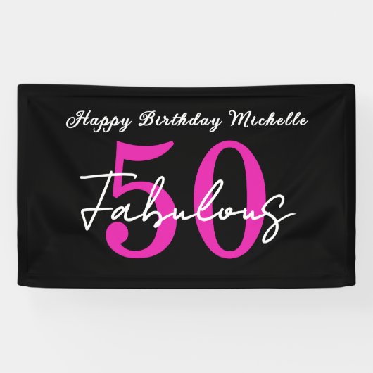 Modern 50th Birthday 50 and Fabulous Party 横断幕 (横)