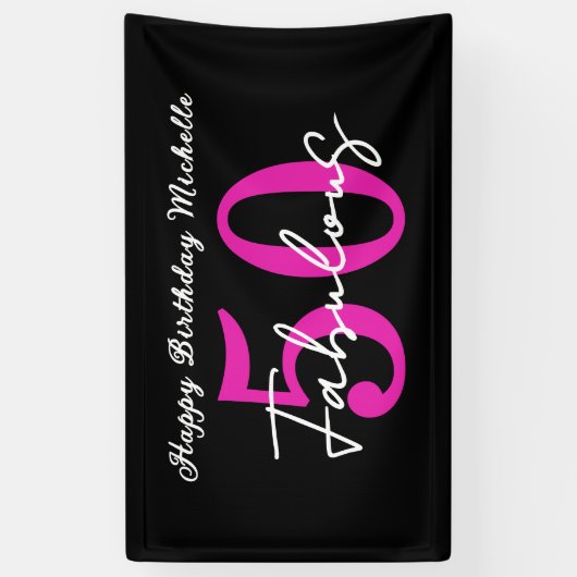 Modern 50th Birthday 50 and Fabulous Party 横断幕 (縦)