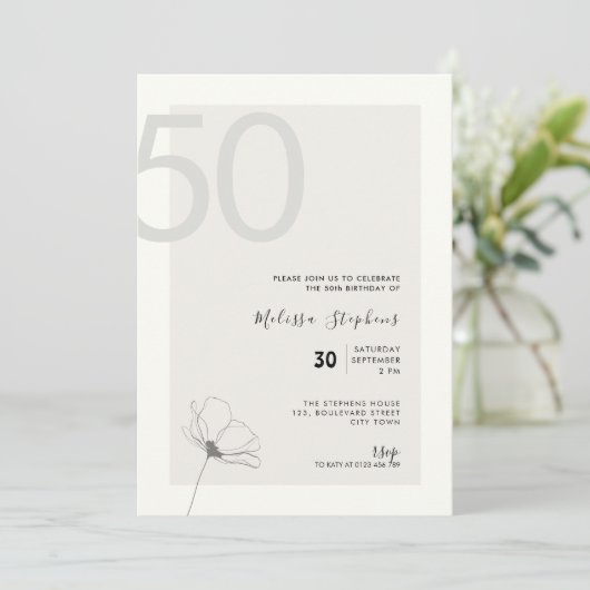 Modern 50th Birthday Invitation - Minimal Style 招待状 (スタンド正面)