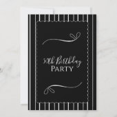 Modern 50th Birthday Party Black and White 招待状 (裏面)