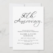 Modern 50th Wedding Anniversary Black Script Photo 招待状 (正面)