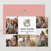Modern 5 Photo Collage Happy Easter Nest Family シーズンカード (正面/裏面)