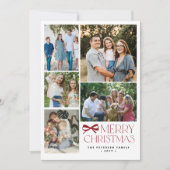 Modern 5 photo collage Merry Christmas シーズンカード (正面)