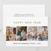 Modern 5 Photo Collage New Year Cheer シーズンカード (正面/裏面)