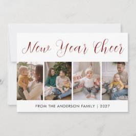 Modern 5 Photo Collage New Year Cheer シーズンカード