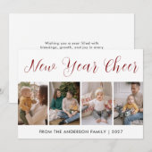 Modern 5 Photo Collage New Year Cheer シーズンカード (正面/裏面)