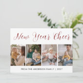 Modern 5 Photo Collage New Year Cheer シーズンカード (スタンド正面)