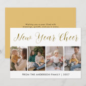 Modern 5 Photo Collage New Year Cheer シーズンカード (正面/裏面)