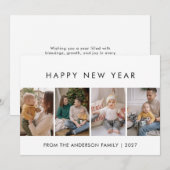 Modern 5 Photo Collage New Year Cheer シーズンカード (正面/裏面)
