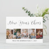 Modern 5 Photo Collage New Year Cheer シーズンカード (スタンド正面)