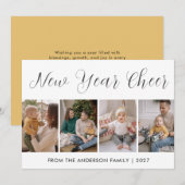 Modern 5 Photo Collage New Year Cheer シーズンカード (正面/裏面)