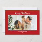 Modern 5-Photo Handwritten Script Merry Christmas シーズンカード (正面)