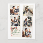 Modern 5 Photo Merry Christmas Collage シーズンポストカード (正面)
