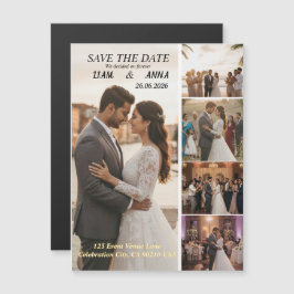 Modern 5 Photo Wedding Save the Date Card マグネット招待状