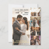 Modern 5 Photo Wedding Save the Date Card マグネット招待状 (正面)