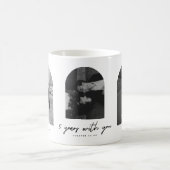 Modern 5 Year Anniversary 3-Photo Wedding Couple コーヒーマグカップ (中央)