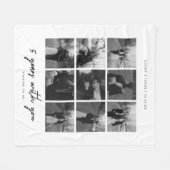 Modern 5-Year Anniversary 9 Couple Photos Collage フリースブランケット (正面(横))