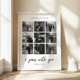 Modern 5-Year Anniversary 9-Photo Collage ポスター