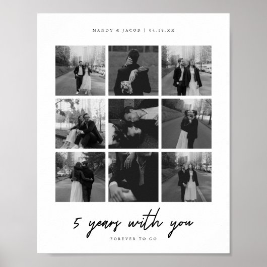 Modern 5-Year Anniversary 9-Photo Collage ポスター (正面)