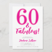 Modern 60 and Fabulous Pink 60th Birthday Party 招待状 (正面)