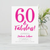Modern 60 and Fabulous Pink 60th Birthday Party 招待状 (スタンド正面)