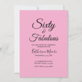 Modern 60and Fabulous Pink 60th Birthday Party 招待状 (正面)