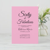 Modern 60and Fabulous Pink 60th Birthday Party 招待状 (スタンド正面)