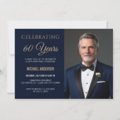 Modern 60th Birthday Photo Invite 招待状 (正面)