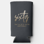 Modern 60th birthday simple stylish elegant script スリム缶クーラー (正面)