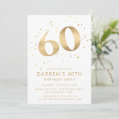 Modern 60th Sixty Birthday Photo Gold Glitter 招待状 (スタンド正面)