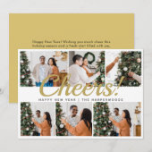 Modern 6 Photo Collage Cheers Happy New Year シーズンカード (正面/裏面)