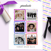 Modern 6 Photo Collage Frames Graduate High School 案内状