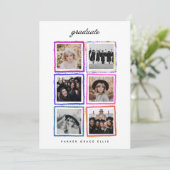 Modern 6 Photo Collage Frames Graduate High School 案内状 (スタンド正面)
