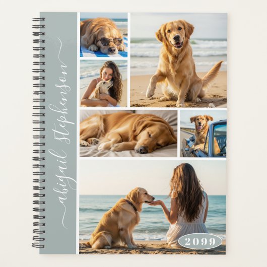 Modern 6 Photo Collage Personalized Custom プランナー手帳 (正面)