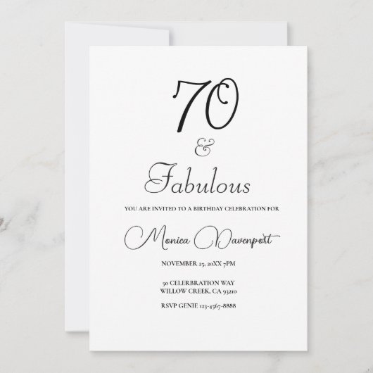 Modern 70 and Fabulous 50th Birthday Party  招待状 (正面)