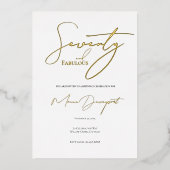 Modern 70 and Fabulous 70th Birthday Party  箔招待状 (正面)