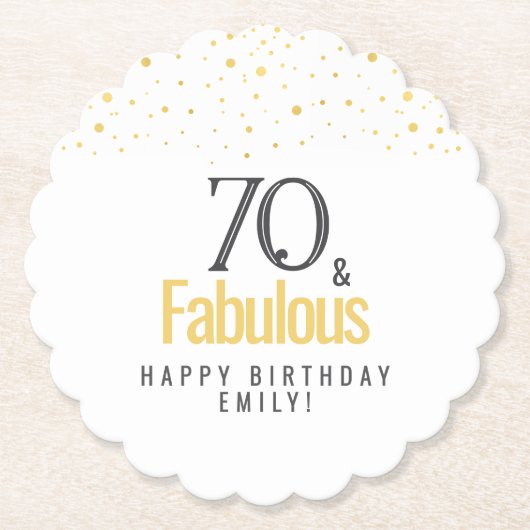 Modern 70 and Fabulous Birthday  ペーパーコースター (正面)