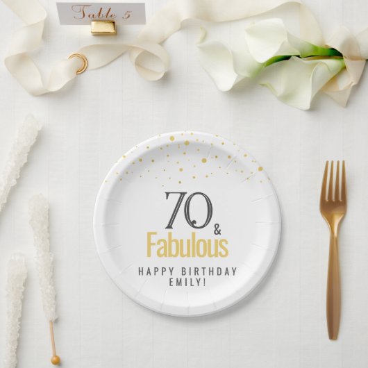 Modern 70 and Fabulous Birthday  ペーパープレート (ウェディング)