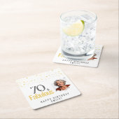 Modern 70 and Fabulous Birthday Photo スクエアペーパーコースター (インサイチュ)